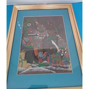 Vintage Thai Shadow Puppet Art Print Framed Wall Decor Traditional Asian Artwork